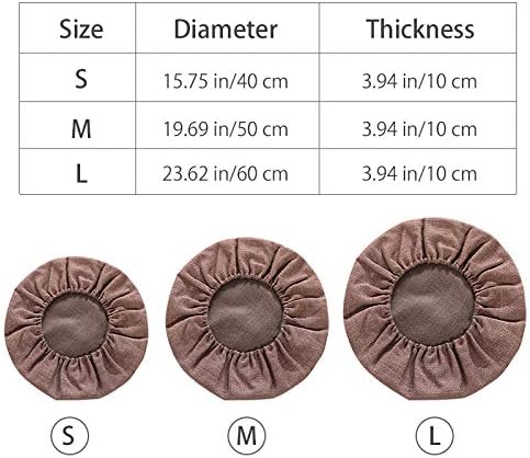 Round Floor Pillow Cover Tatami Floor Cushion Cover Straw Japanese Futon Cover Meditation Seating Ottoman Throw Protector for Living Room Indoor Outdoor Coffee,15.75 inches
