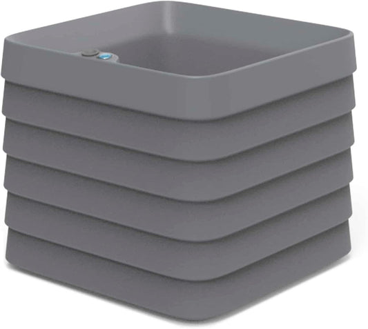 Crescent Garden TruDrop Self Watering Slat Square Box Planter - Indoor Outdoor Planter Box with Built-in Reservoir & Water Level Indicator, All Weather Flower Pot, 22'' (Slate Gray)