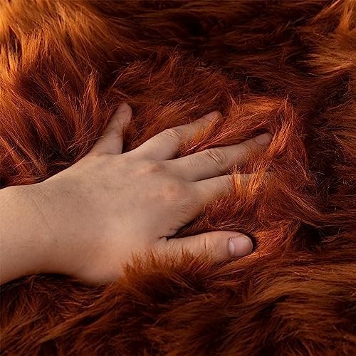 Faux Fur Sheepskin Runner Rug Caramel 2x6 ft Ultra Soft Shaggy Plush Fluffy Fuzzy Area Carpet Decorative Chair Cover Floor Mat for Bedroom Sofa Living Room Bedside