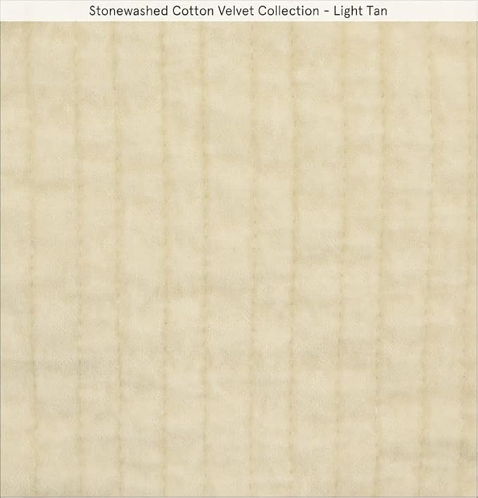 HiEnd Accents Stonewashed Velvet Quilted Euro Sham, 27x27 inch, Light Tan Solid Color, Classic Traditional Rustic Style Luxury Bedding