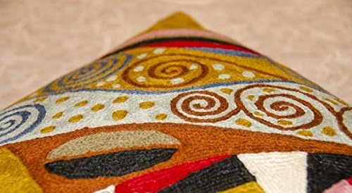 Klimt Yellow Modern Couch Pillow Cover | Gold Art Nouveau Pillows | Modern Chair Cushion| Contemporary Pillows | Outdoor Pillow | Mid Century Chair Cushions | Handmade Wool Size 18x18