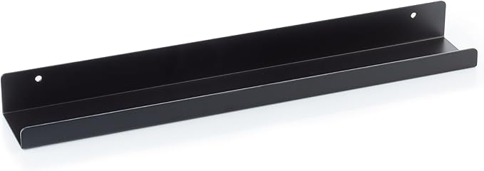 Vinyl Record Shelf - A Metal Display Shelf - Wall Mount Now-Playing Vinyl Shelves - an Album Record Holder That Doubles as a Picture Ledge - Fits All Records (Black)