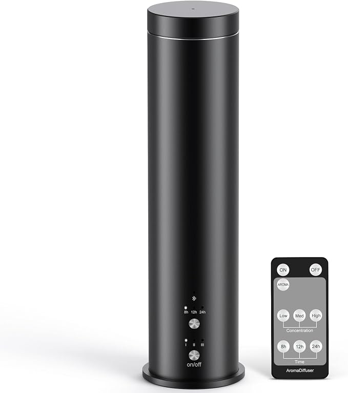 Waterless Essential Oil Diffuser for Large Room, 1000 Sq Ft Coverage, Scent Diffuser for Home, Office, Hotel and Spas - Aromatherapy Diffuser Fragrance Oil Machine, Remote Control, Timer, Black