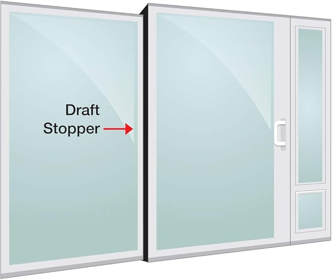 Sliding Glass Door Draft Stopper | Energy-Efficient Weatherstripping for Sliding Door Pet Panels | Dog and Cat Door Compatible | Universal Fit & Easy Installation | White, 96" Length