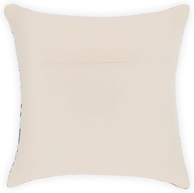 REDEARTH · Boho Textured Throw Pillow Cushion Covers - Woven Tufted Decorative Farmhouse Cases Set for Couch - Bed - Chair - Dining - Patio - Outdoor - 100% Cotton (18"x18" - Indigo Natural) Pack of 2