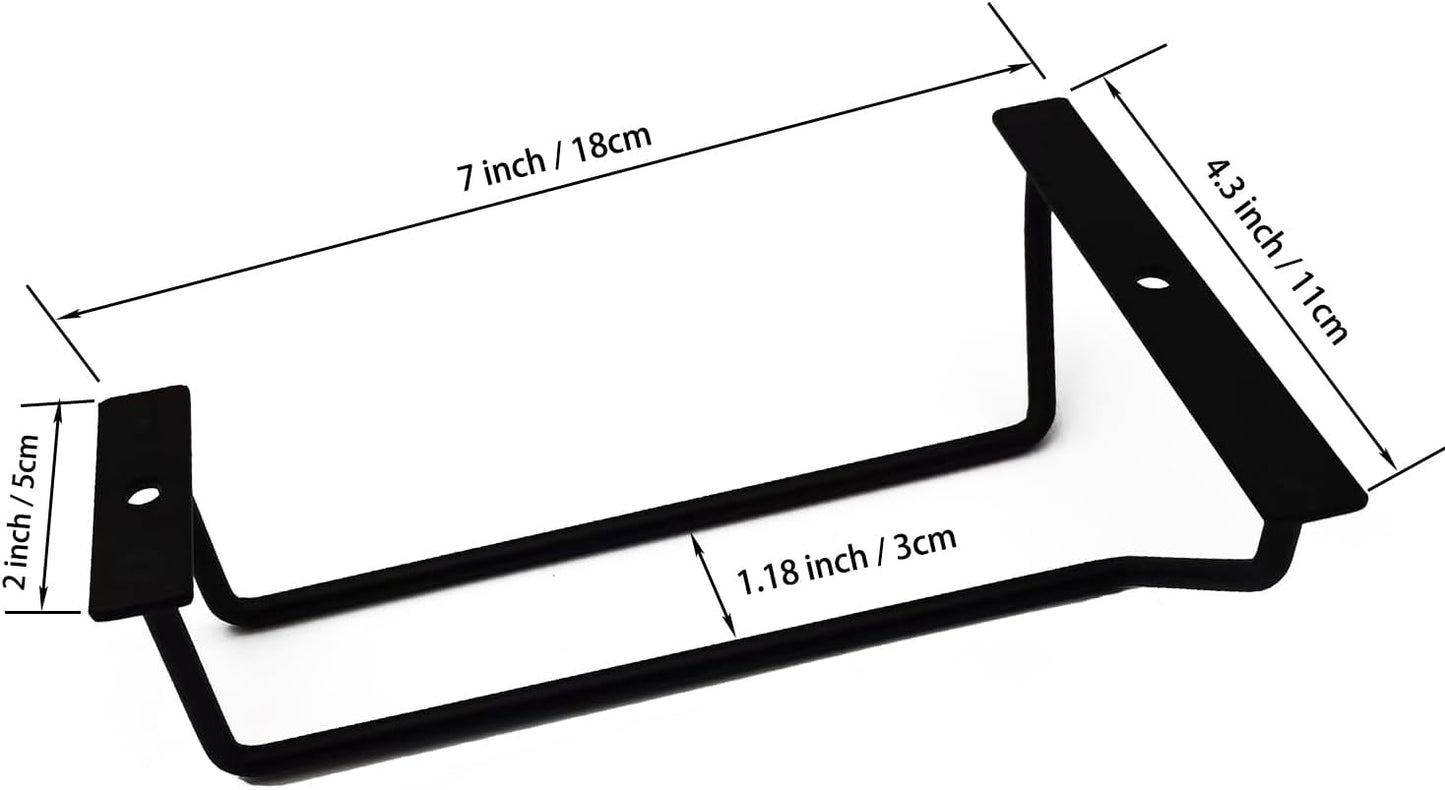 7 Inch Black Wine Glass Rack, Under Cabinet Wine Glass Holder, Wine Glass Hangers Under Shelf, Stemware Rack, Hanging Stemware Holder for Cabinet Kitchen Bar, Set of 4