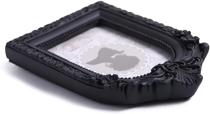 SIKOO Vintage Mini Picture Frame 2.5 × 3.5 Ornate Black Small Picture Frame Tabletop Wall Mount Small Victorian Gothic Decor