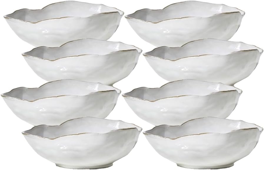 Serene Spaces Living Artisan Free-Form Glazed Ceramic Decorative Bowl, Wedding Planners, Event Stylists, Home Decor, Restaurant Tablescapes, 10.5" Long, 8" Wide and 3.5" Tall, Pack of 8