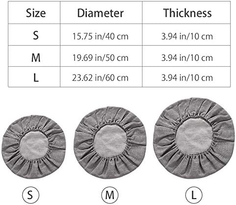 Round Floor Pillow Cover Tatami Floor Cushion Cover Straw Japanese Futon Cover Meditation Seating Ottoman Throw Protector for Living Room Indoor Outdoor Gray,23.62 inches