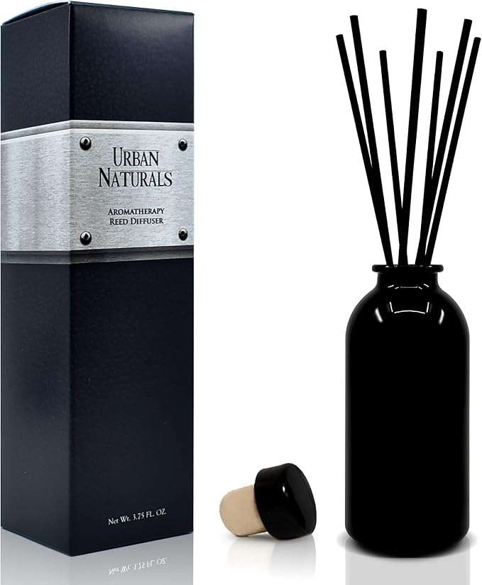 Urban Naturals Lavender Fields Oil Essential Oil Reed Diffuser Set with Real Lavender Stems! French Blossoms, Geranium & Clary Sage | #1 Gift Idea for Aromatherapy & Stress Relief | Vegan | USA Made