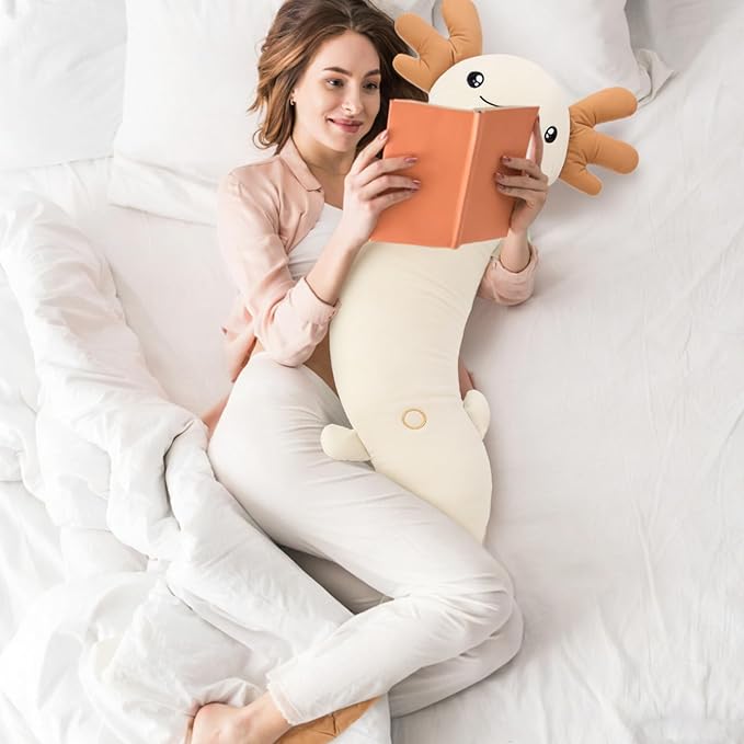 Tezituor 48 inch Giant Axolotl Stuffed Animal Plush Axolotl Body Pillow, Glow-in-Dark Toy for Kids Girls 6-12 Axolotl Lovers Women Girlfriend Gifts Valentine's Day Halloween Christmas