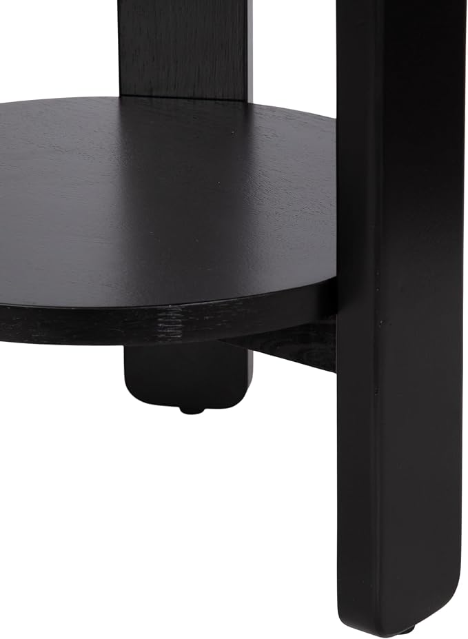 Kate and Laurel Foxford Tiered Round Side Table, 16 x 16 x 23, Black, Transitional Two-Tier Circle Nightstand Table with Storage and Resilient Wood Construction for Bedroom Decor