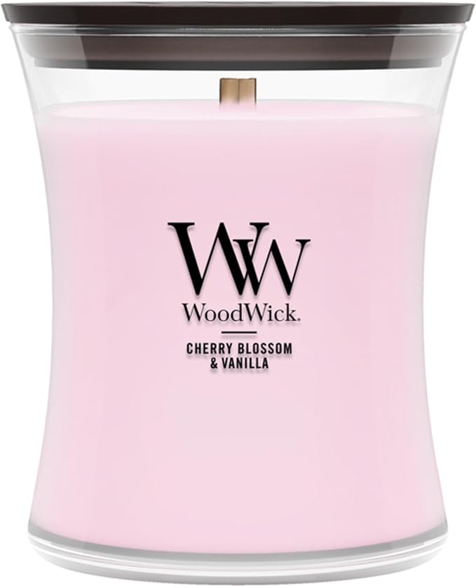 WoodWick Cherry Blossom & Vanilla Medium Hourglass Scented Candle