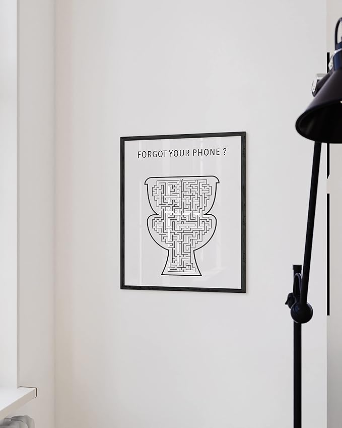 HAUS AND HUES Funny Bathroom Wall Art | Black Framed Toilet Poster, Hilarious Guest Bathroom Sign, Funny Restroom Decor | 12"x16"