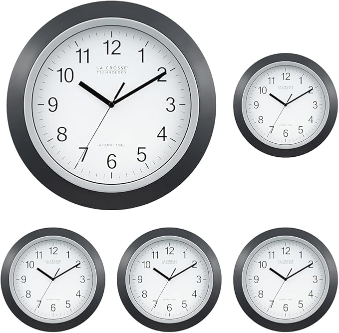 La Crosse Technology WT-3129B 12 Inch Atomic Analog Wall Clock, Black (Pack of 5)
