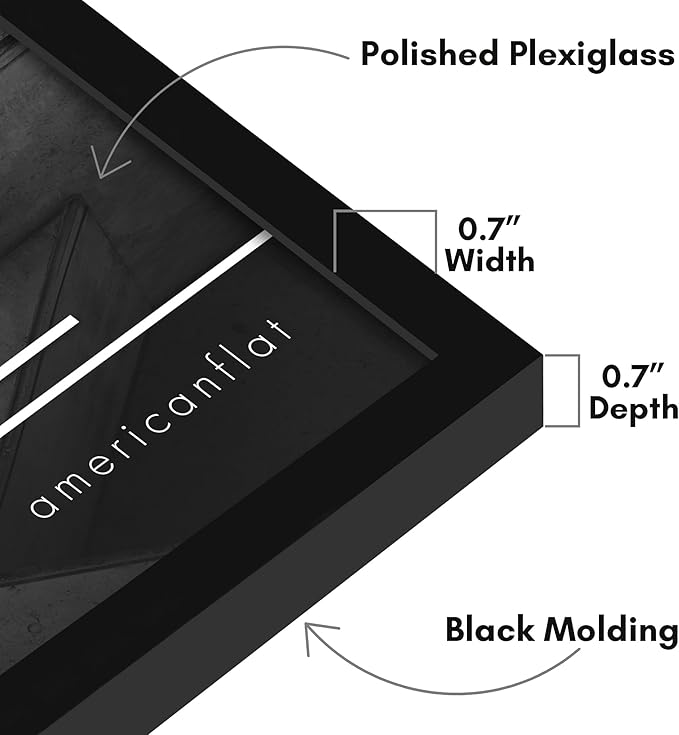 Americanflat 17x22 Picture Frame with Polished Plexiglass - Streamline Collection - Thin Border Picture Frame for Wall Display - Hanging Hardware Included - Black