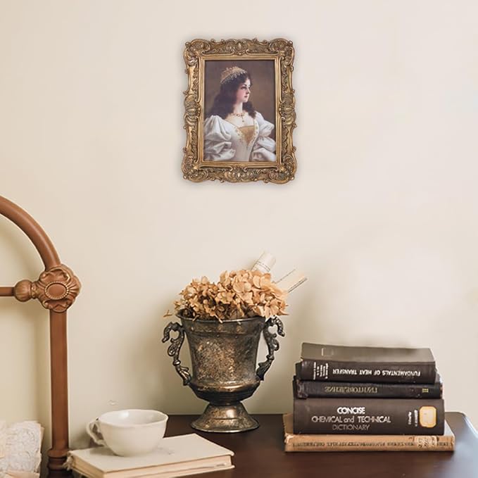Antique Picture Frames 5x7 Vintage Victorian Ornate Picture Frames with Front Glass Wall Mount and Tabletop Baroque Home Decor Retro Gallery Wall Decor,1 Pack,Bronze