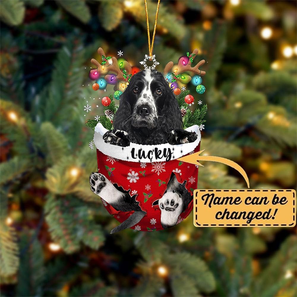 Cocker Spaniel 1 Dog Christmas Ornament, Cocker Spaniel 1 in Snow Pocket Christmas Tree Ornament, Dog Lovers Gift Idea Xmas Decor, Christmas Decorations for Tree, Christmas Ornament Gift for Dog Lover
