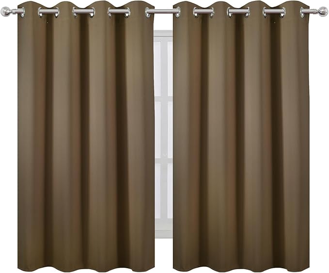 LEMOMO Brown Thermal Blackout Curtains/52 x 54 Inch/Set of 2 Panels Room Darkening Curtains for Bedroom