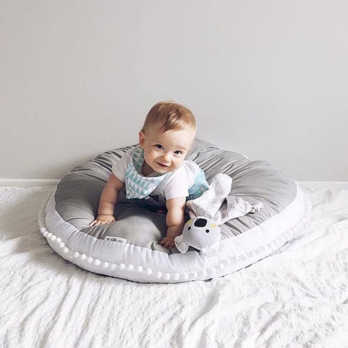Large Floor Cushion Seating Circle Kids Floor Pillow for Children | Round Playroom Pillows Reading Nook Big Pillow, Oversized Pillow Mat for Kid Seating Teepee Canopy, Grey