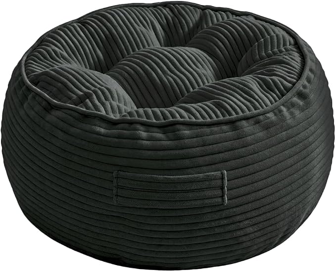 11" Washable Round Floor Pillow for Adults Thick Meditation Cushion for Sitting Large Yoga Pillows on Floor Ottoman to Elevate Leg for Tatami Living Room, 22x22 Inch, Dark Gray