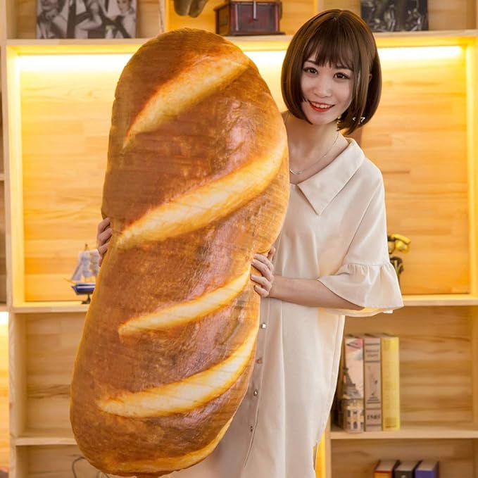 Levenkeness 3D Simulation Bread Plush Pillow,Soft Butter Toast Bread Food Pillow Lumbar Back Cushion Stuffed Toy for Home Decor 39.3"