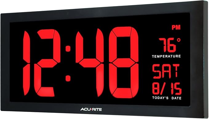 AcuRite 75100C 18-Inch Large Led Clock with Indoor Temperature