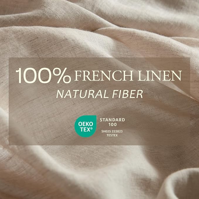 DAPU 100% Linen Euro Shams 26x26 Inches Euro Shams (Pack of 2) with Envelope Closure, Stone Washed Breathable and Cooling (Natural Linen, Square)