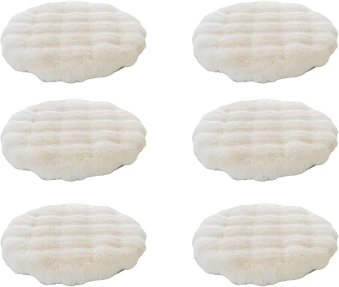 Lifup 6 Pack Round Chair Pads Memory Foam Seat Cushion Soft Cozy Plush Non Slip Thick Pad with Ties and Removable Cover for Dining Room, Office White 18 x 18 Inch