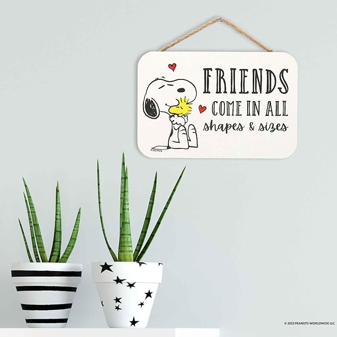 Peanuts Snoopy Friends Come In All Shapes and Sizes Hanging Wood Wall Decor - Adorable Snoopy Sign for Home or Classroom
