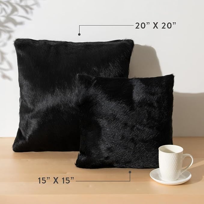 ecowhides 100% Genuine Brazilian Cowhide Pillow Cover – Luxury Leather Decorative Cushion for Rustic & Western Home Décor