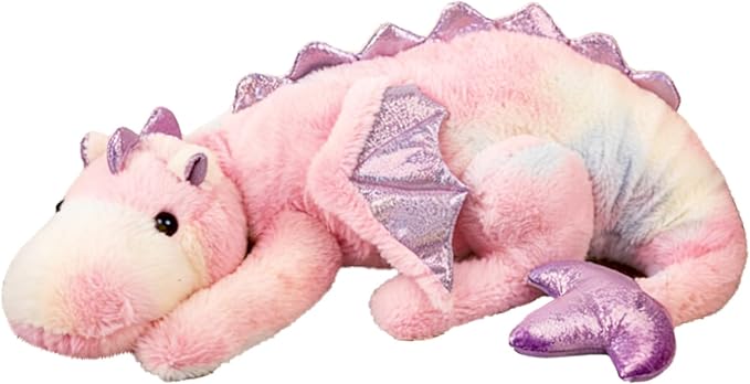 ARELUX Large 36in Cute Dragon Stuffed Animals Plush Toy Soft Colorful Pink Pterosaur Plushie Giant Fuzzy Dinosaur Pillow Plushies with Wings Cuddly for Friends Family Member