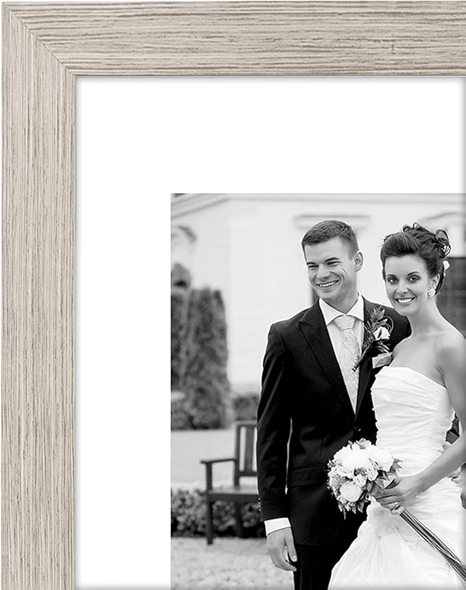 Americanflat Set of 7 Picture Frames with Shatter-Resistant Glass - Gallery Wall Frame Set with One 11x14, Two 8x10 and Four 5x7 Frames - Signature Collection - Driftwood