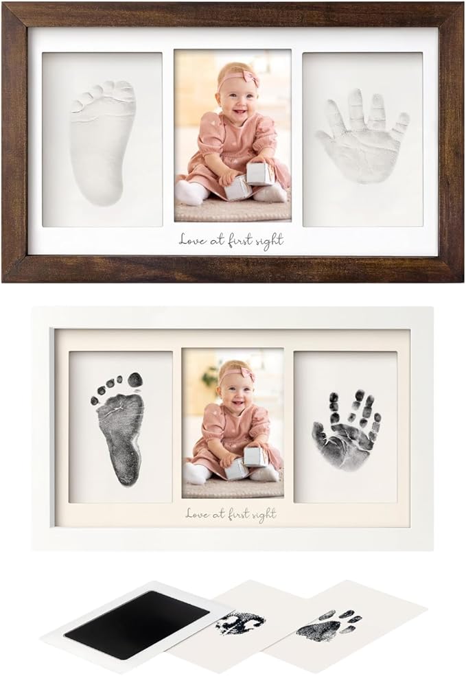 KeaBabies Baby Hand and Footprint Kit and Inkless Baby Handprint And Footprint Kit Frame - Baby Prints Duo Photo Frame for Newborn - Personalized Baby Picture Frame for Newborn