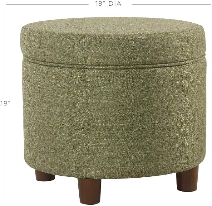 HomePop 19" Round Storage Ottoman - Green Tweed