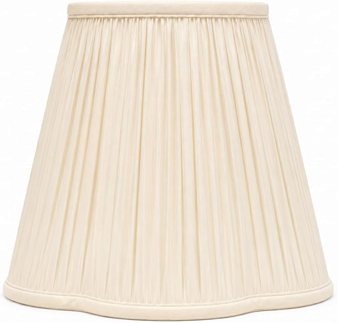 Royal Designs, Inc. BS-754-16EG Bottom Scallop Gather Pleat Basic Lamp Shade, 8 x 16 x 13, Eggshell