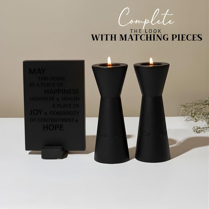 Aura Luxury Candle Holder Set – Modern Décor for Living Room & Dining Table - Black