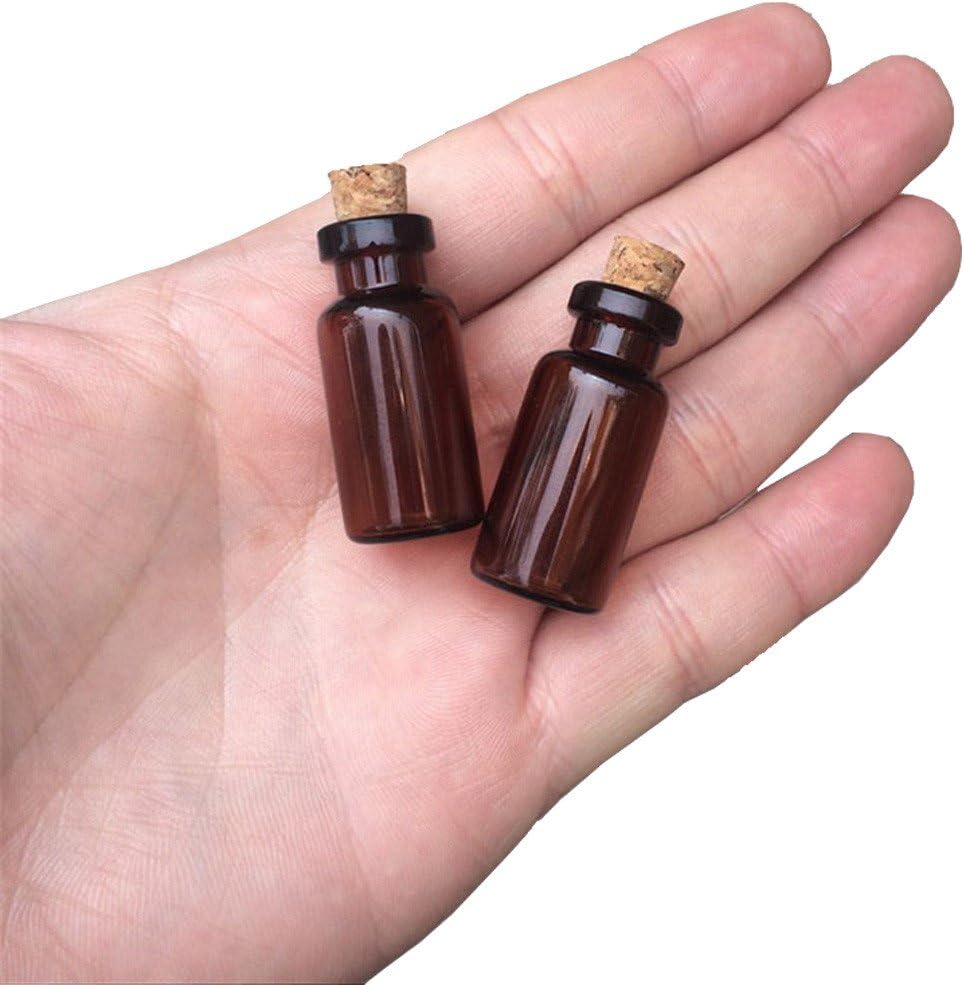 2ml Amber Glass Vials with Cork Empty Brown Tiny Glass Jars Mini Glass Bottles Vials Jars Containers 50units (50, 2ML)