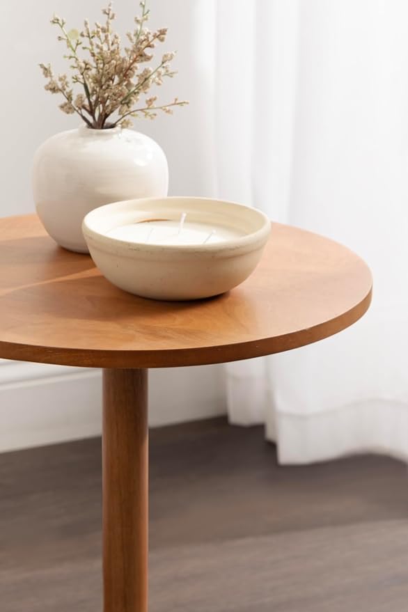 Kate and Laurel Squires Modern Mango Wood Round Side Table, 16 x 16 x 24, Warm Natural, Sculptural Pedestal Circle End Table for Use as a Bedroom Nightstand or Living Room Plant Stand Option