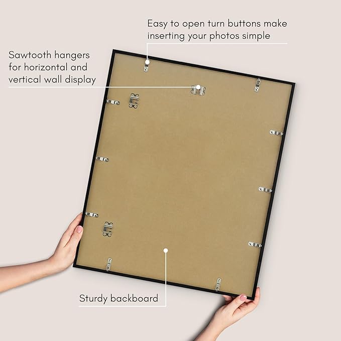 Americanflat 20x24 Picture Frame with Polished Plexiglass - Streamline Collection - Thin Border Picture Frame for Wall Display - Hanging Hardware Included - Black