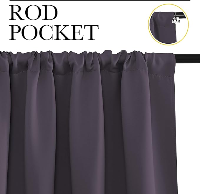 NICETOWN Blackout Curtains for RV Windows, Greyish Purple, 29" by 20", 2 Panels, Room Darkening Window Curtain Panels, Easy-Care Solid Thermal Insulated Draperies/Drapes for Daughter Room
