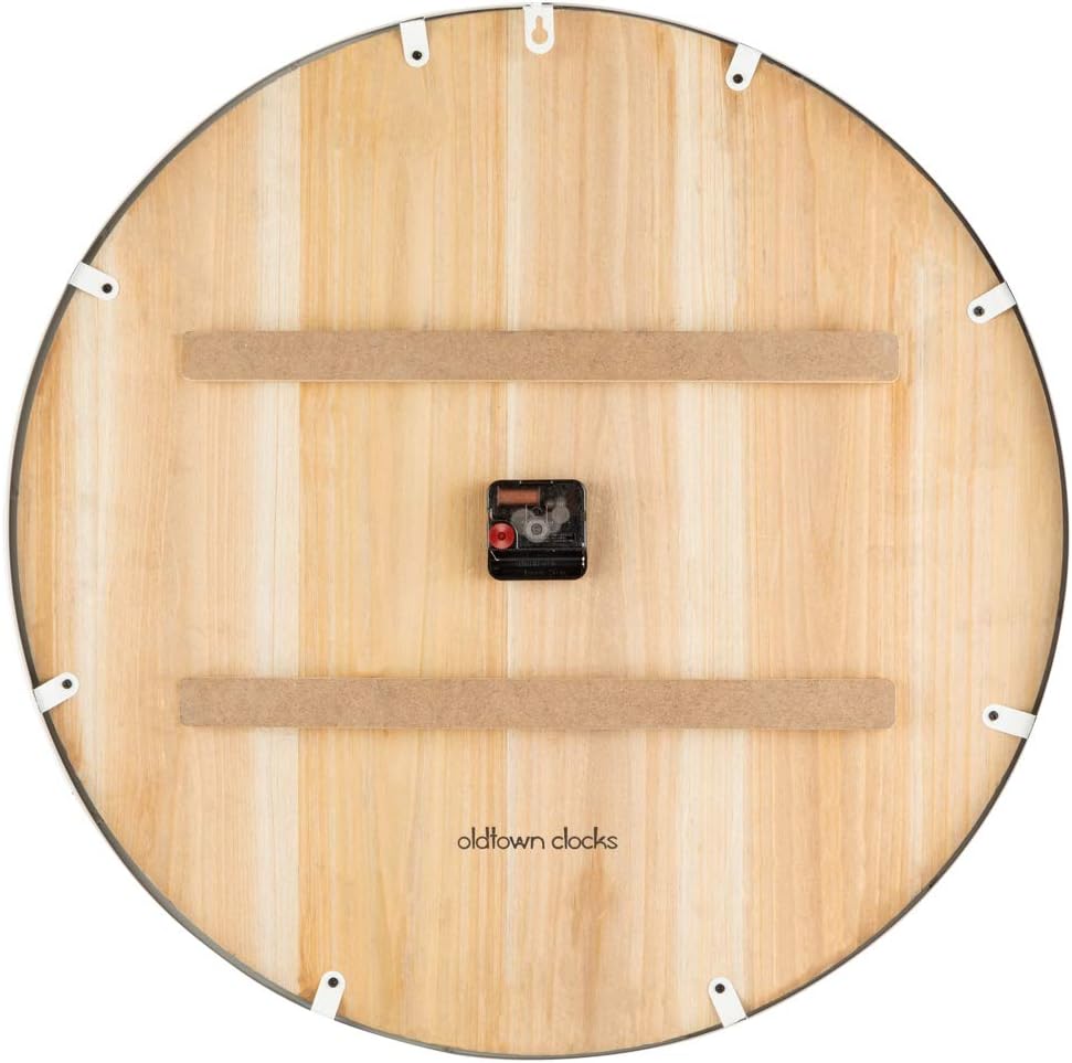 Oldtown Farmhouse Metal & Solid Wood Noiseless Wall Clock (Coastal Grey, 24-inch)
