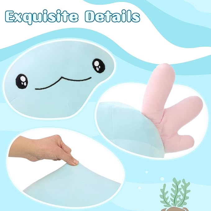 Tezituor 48 inch Blue Axolotl Stuffed Animal Large Plush Body Pillow for Adults Girls 6-12 Valentines Gifts, Glow-in-Dark Plush Toy 4ft Long Stuffed Salamander Halloween Christmas