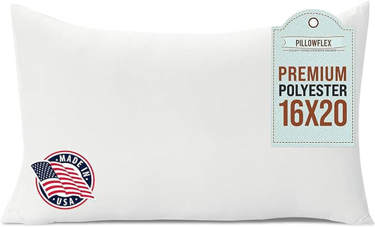 Pillowflex Premium Polyester Throw Pillow Insert - 16x20 - Ultra Soft Large Rectangle Throw Pillow, Couch Sham, Lumbar, Back, Sofa - Machine Washable - Decorative Accent Form - 1 Soft Pillow