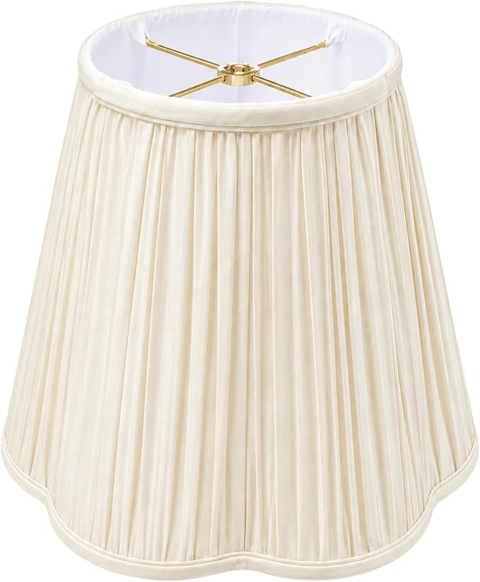 Royal Designs, Inc. BS-754-14EG Bottom Scallop Gather Pleat Basic Lamp Shade, 7 x 14 x 11.5, Eggshell