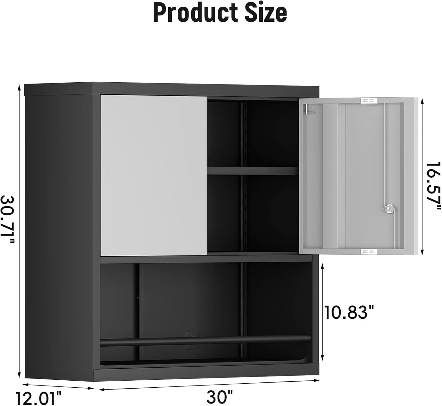 Garage Cabinets,Metal Storage Cabinet with Locking Door,Lockable Wall Mount Cabinet for Storage,Hanging Cabinets for Garage,Kitchen,Office