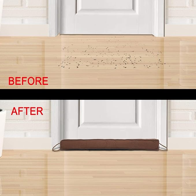 Sunolga 2 Pack 38 Inches Door Draft Stopper 2.2LB Under Door Noise Air Stopper, Sound Proof Draft Guard for Doors and Windows,Machine Washable, Black and Coffee
