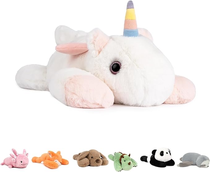 NiuniuDaddy 20" | 3.3 Pound Unicorn Weighted Stuffed Animals Plush Toy, Large Giant Pillowfort Body Pillow Animal with Kids Adults, Small Heavy Fluffy Fur Weighted Plushie for Gift Birthday Christmas