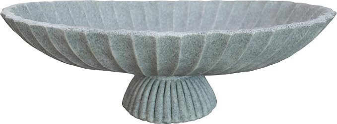 14.5" Large Decorative Long Bowl decor - Fluted Scalloped Decorative Bowls for Home Decor,Ruffle Decor,Stylish Key Bowl for Entry Table,Decorative Fruit Bowls for Kitchen Counter,artificial marble