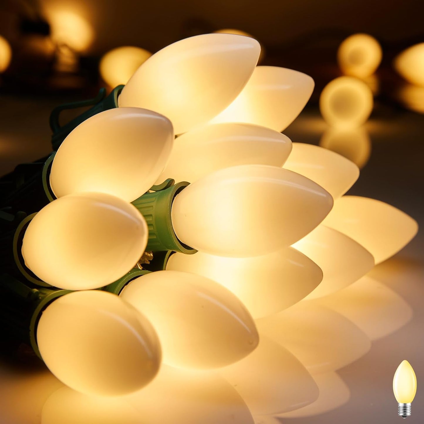 Vintage C9 LED Christmas Lights Outdoor, 25 Feet C9 String Lights with 25 Shatterproof Matte Bulbs, Connectable Waterproof Lights for Holiday Party Roofline Backyard Garden Patio, Warm White